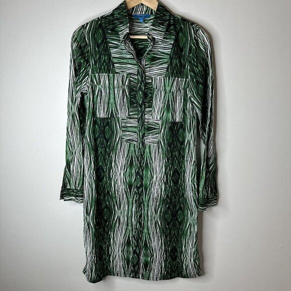 Derek Lam for Design Nation Womens Green Long Sleeve Button Front Shirt Dress S - Picture 10 of 15